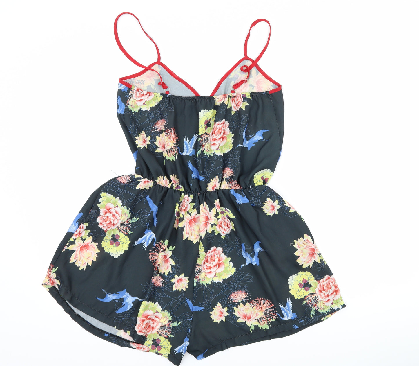 Love Womens Black Floral Playsuit One-Piece Size S