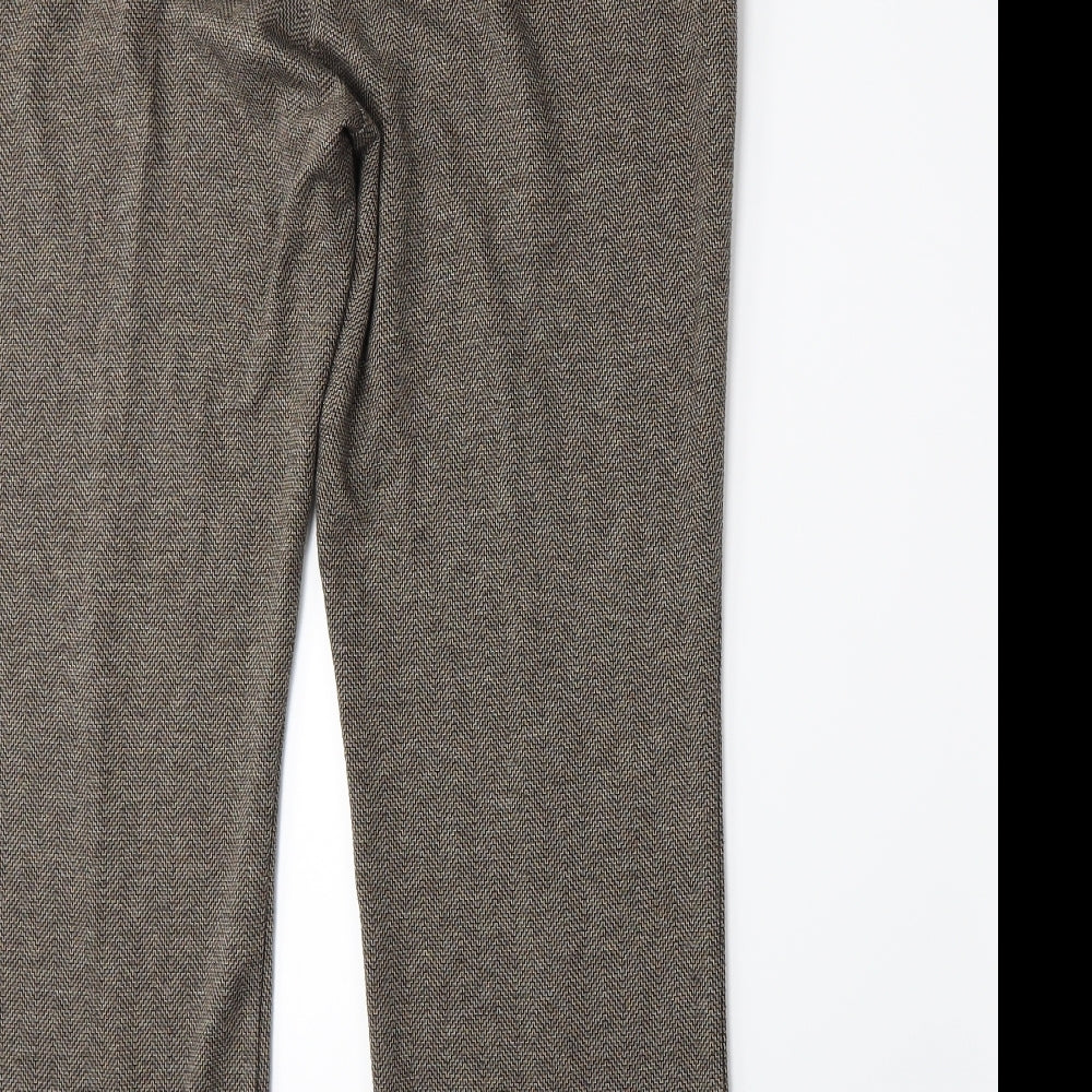 BM Womens Brown Herringbone Trousers Size 14 L27 in