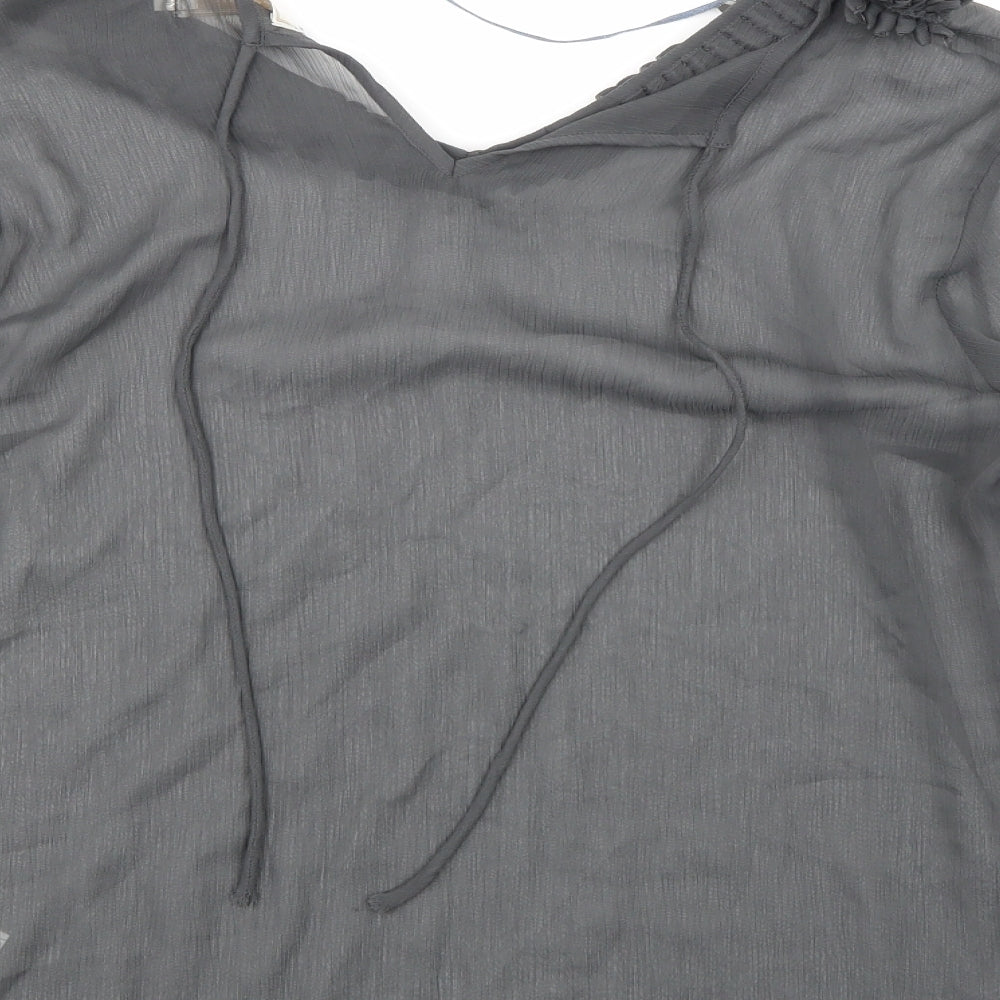 Cream Womens Grey Tunic Blouse Size 40
