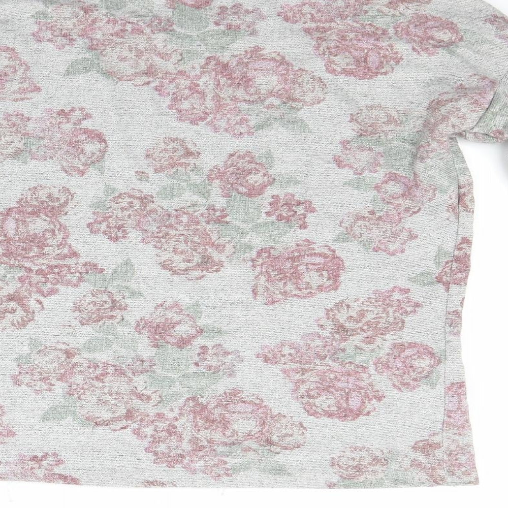 New Look Womens Grey Floral Pullover Sweatshirt Size 8