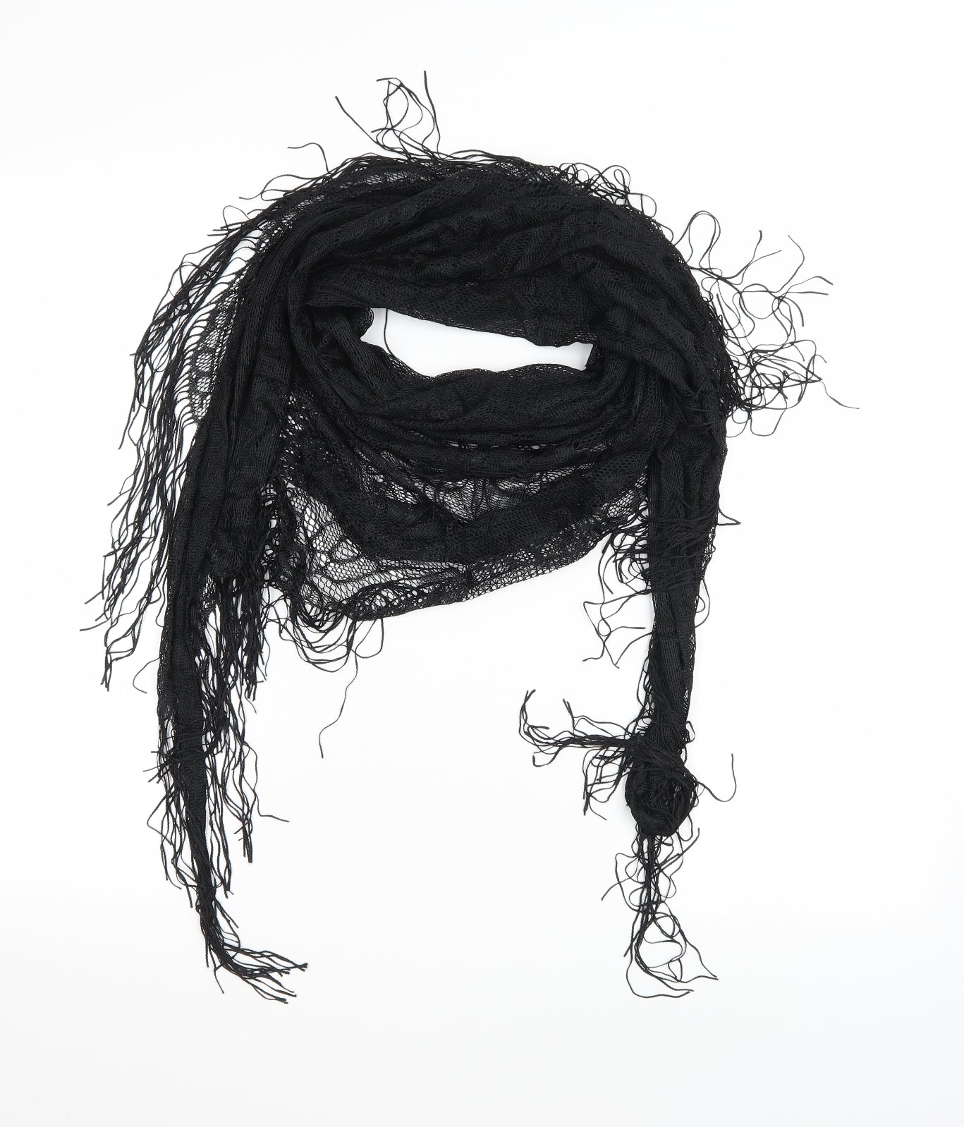 Preworn Womens Black Floral Knit Scarf