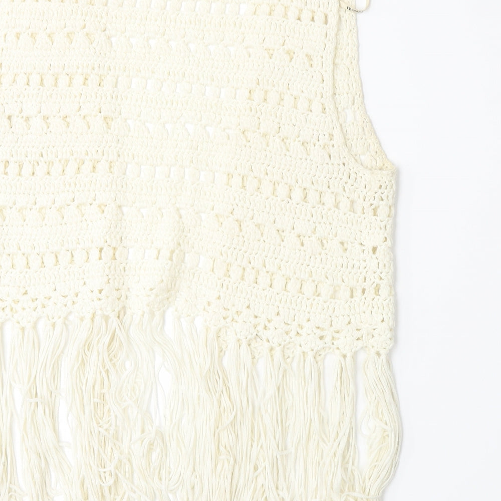 FOREVER 21 Womens White Vest Jumper Size L