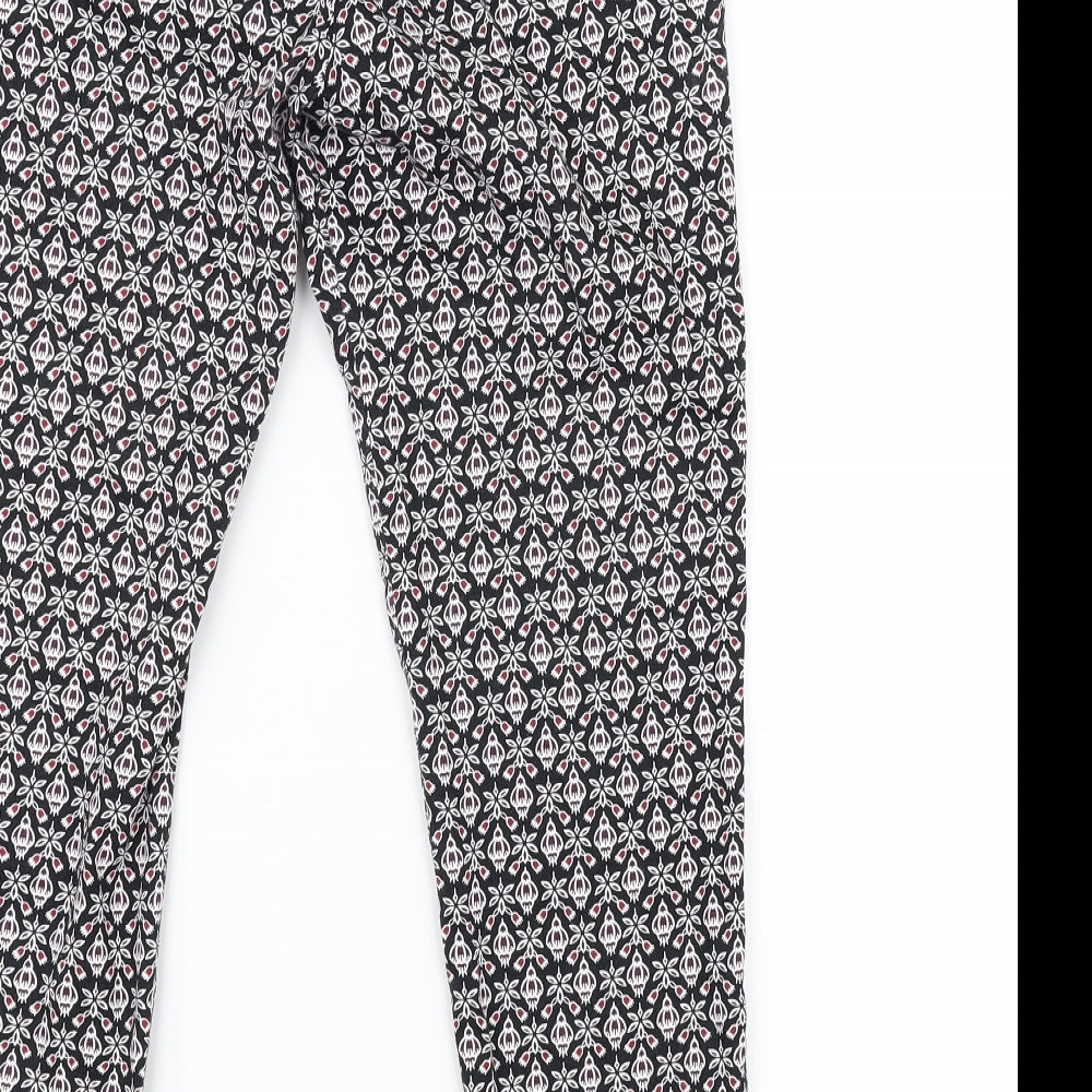 Atmosphere Womens Black Floral Trousers Size 10 L25 in