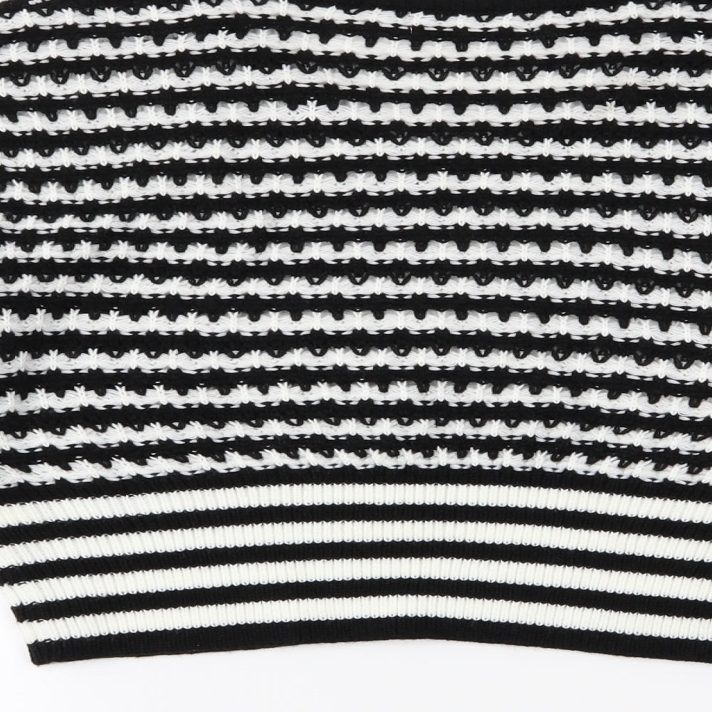 SheIn Womens Black Striped Pullover Jumper Size L