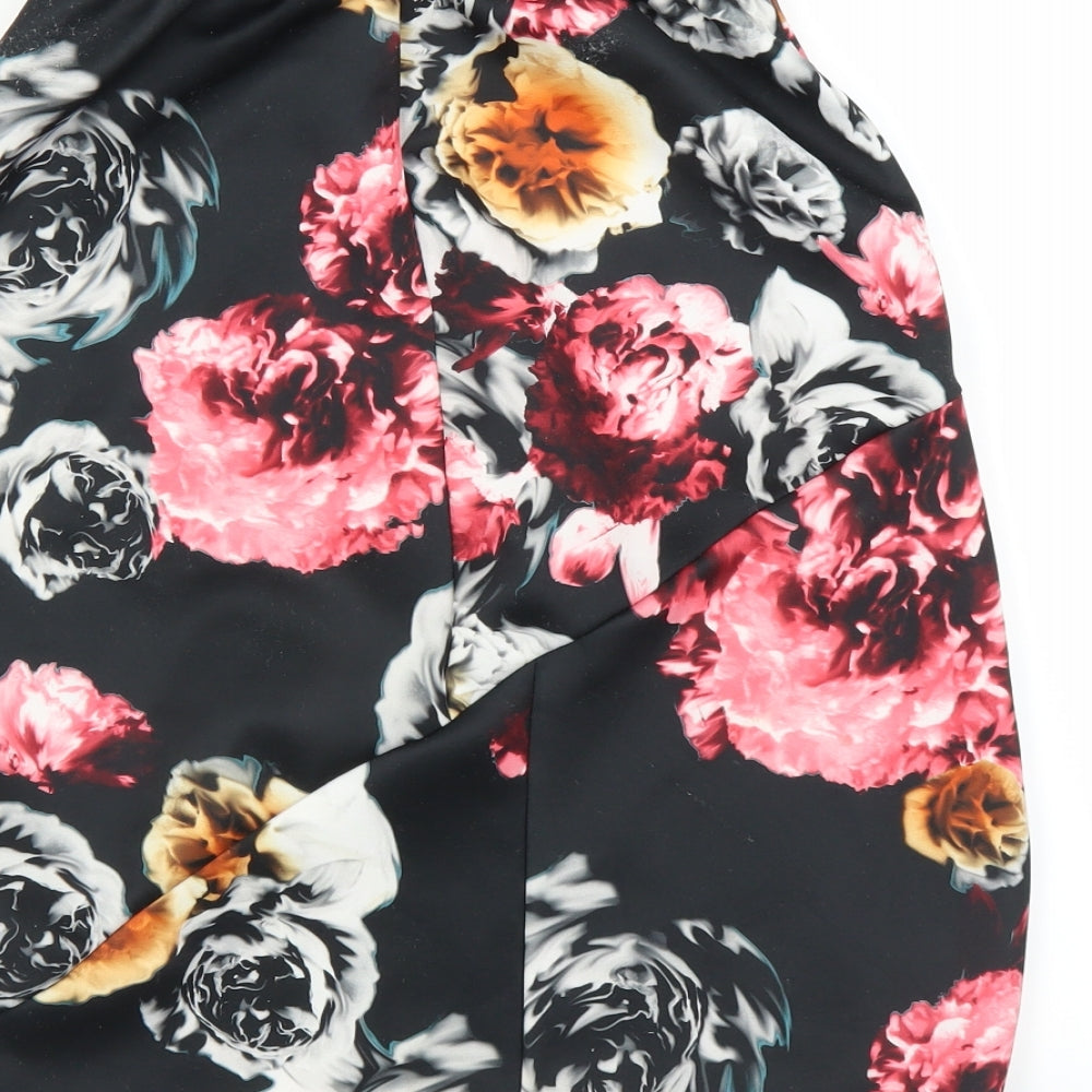 Preworn Womens Black Floral Straight & Pencil Skirt Size 12