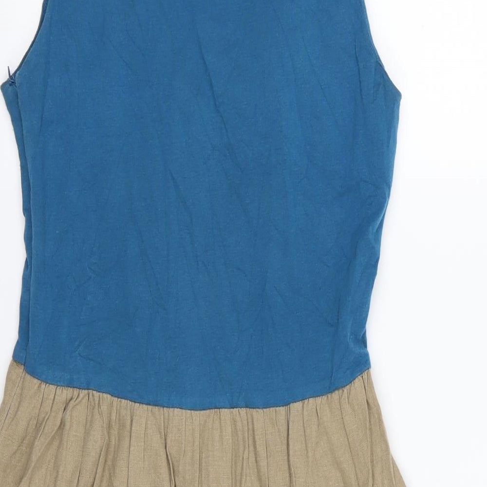 Claude d'alban Womens Multicoloured Striped Woven Skater Dress Size M