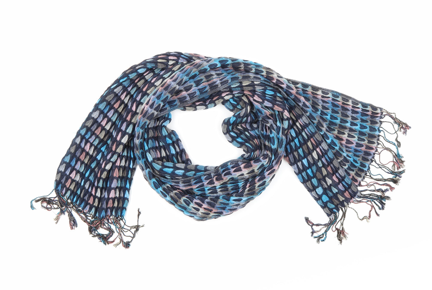 Preworn Womens Blue Knit Scarf