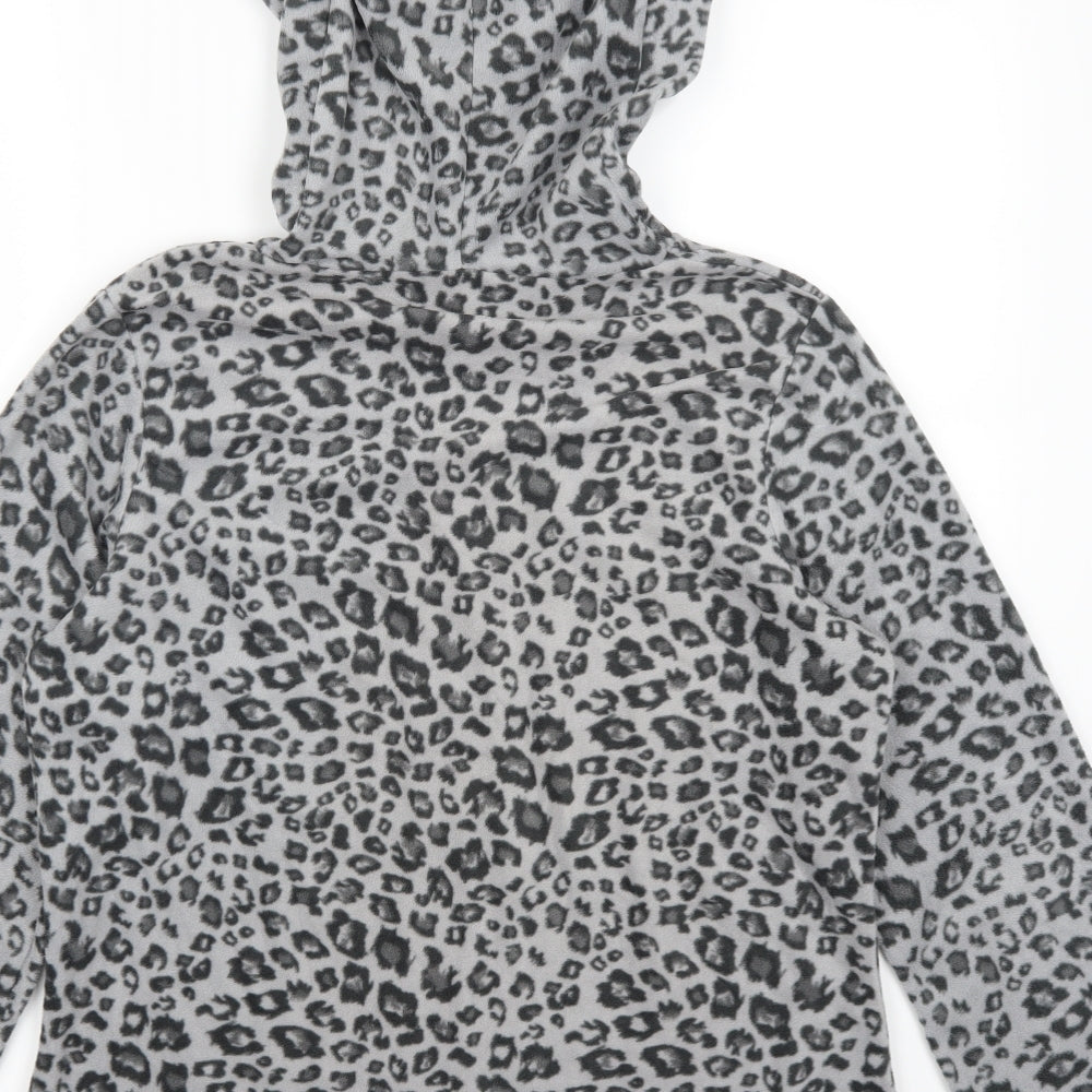 George Girls Grey Animal Print Top Pyjama Top Size 12 Years - Cat Hood
