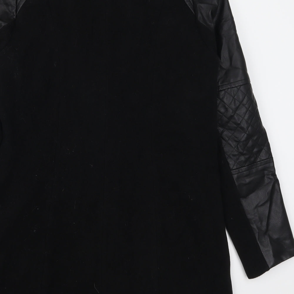 Andrew Marc Womens Black Trench Coat Coat Size 10