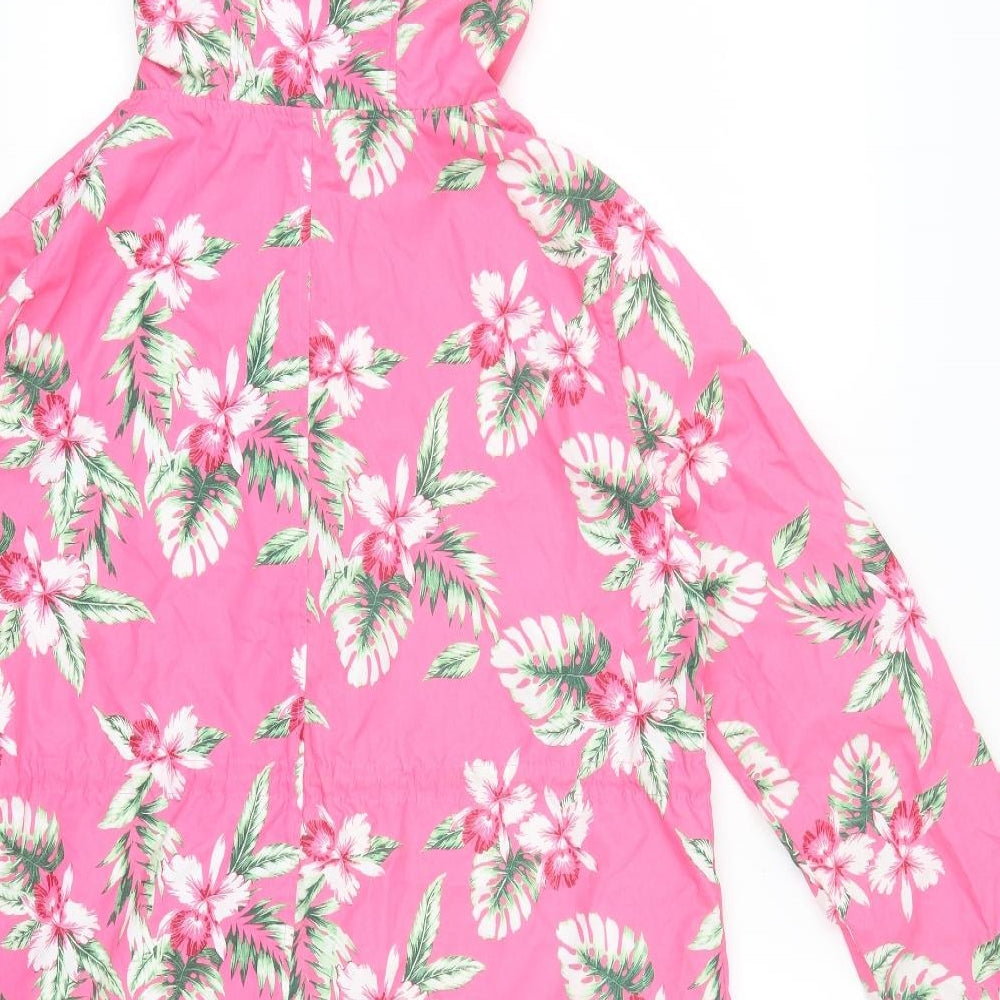 Atmosphere Womens Pink Floral Parka Coat Size S