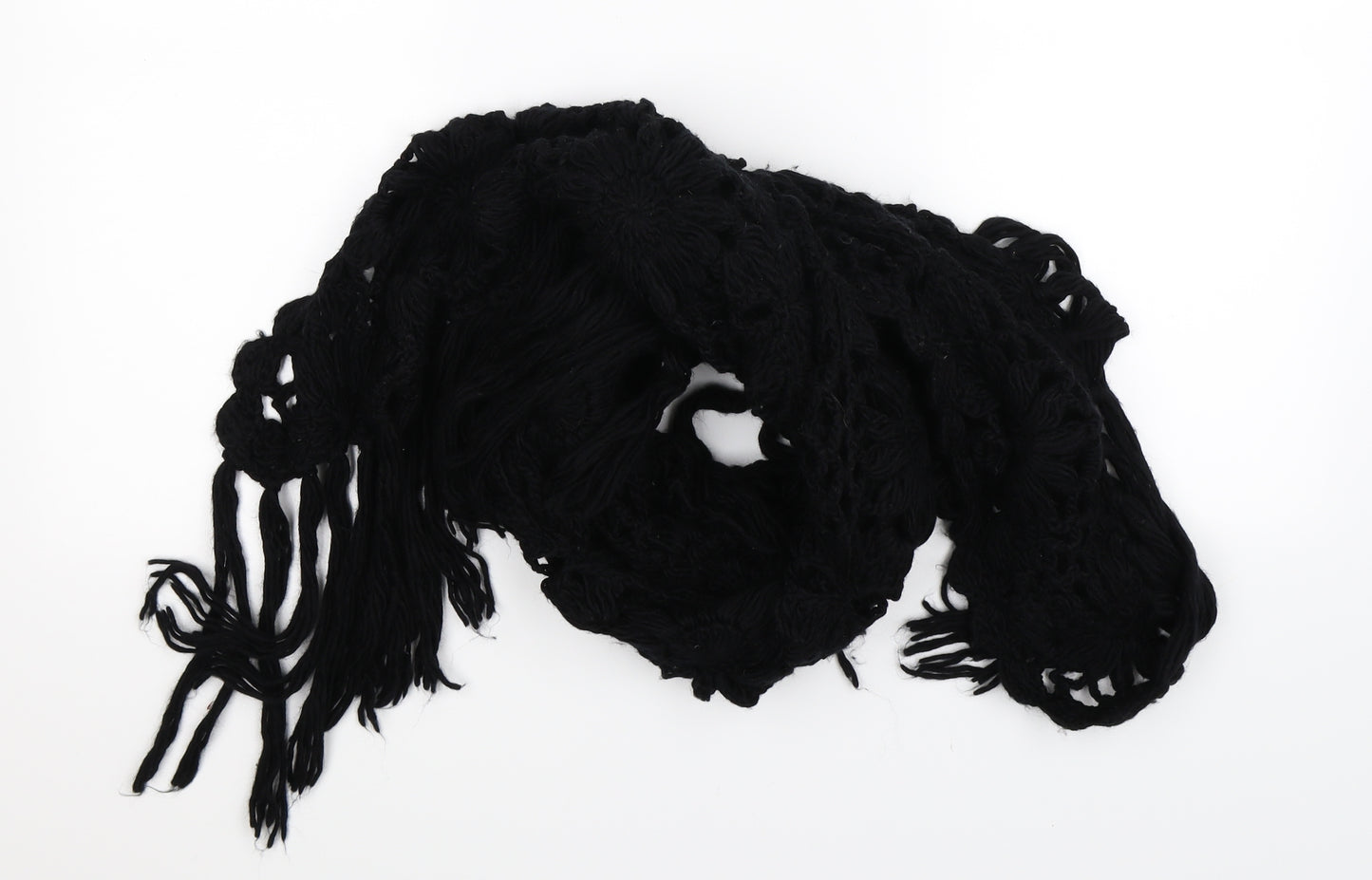 Preworn Womens Black Knit Shawl/Wrap