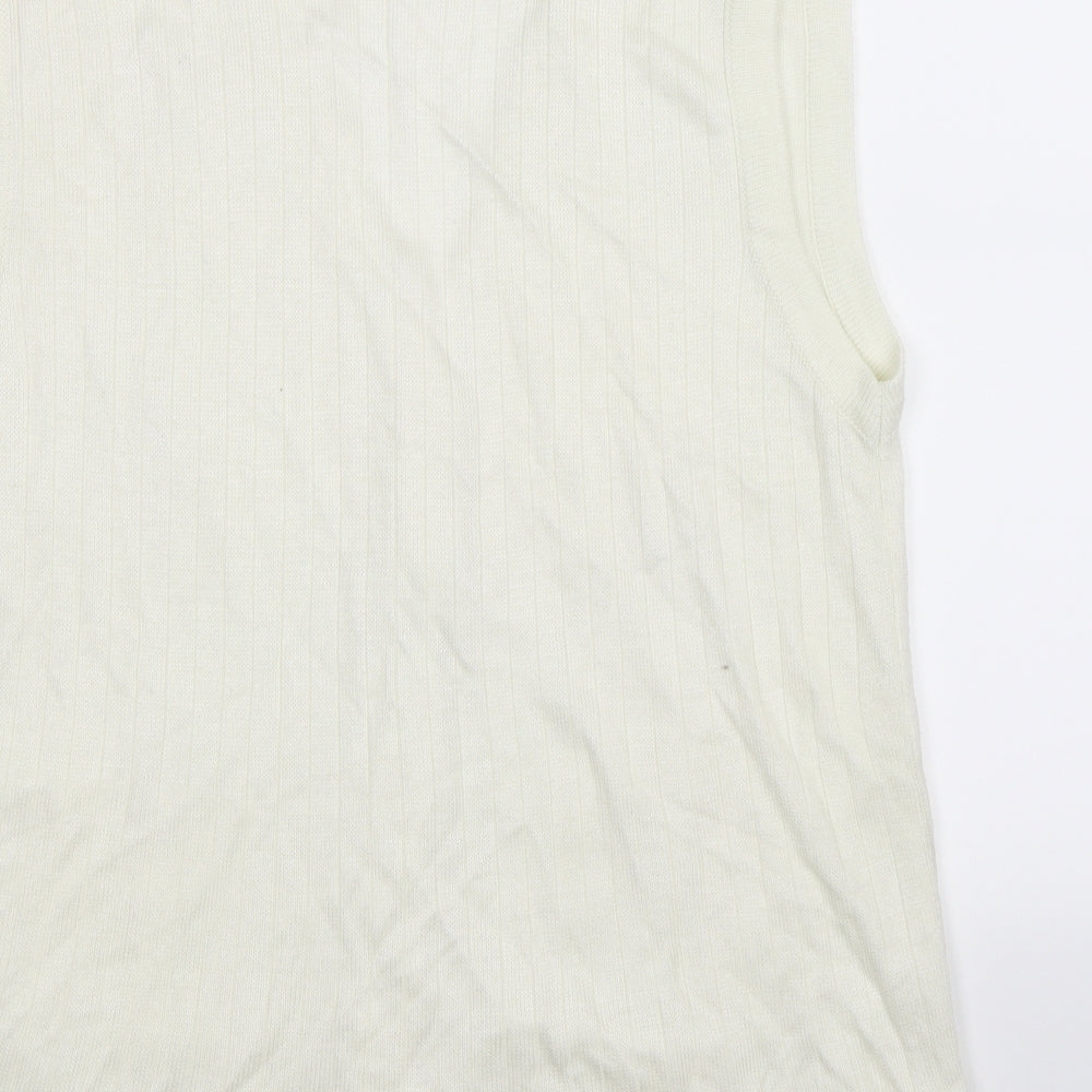 Solutions Womens White Knit Vest Jumper Size XL