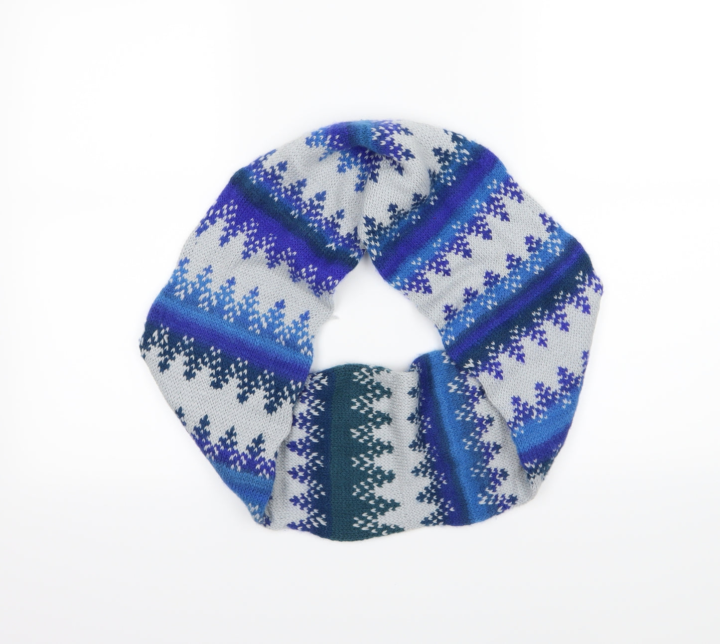 Preworn Womens Blue Striped Knit Scarf - Snood