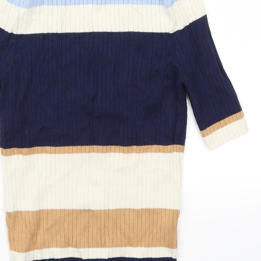 River Island Womens Blue Striped Basic T-Shirt Size 8