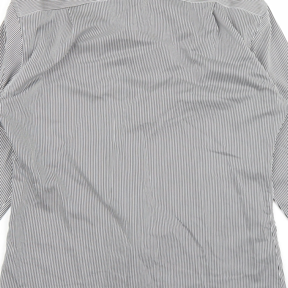 Marks and Spencer Mens White Striped Button-Up Size 15