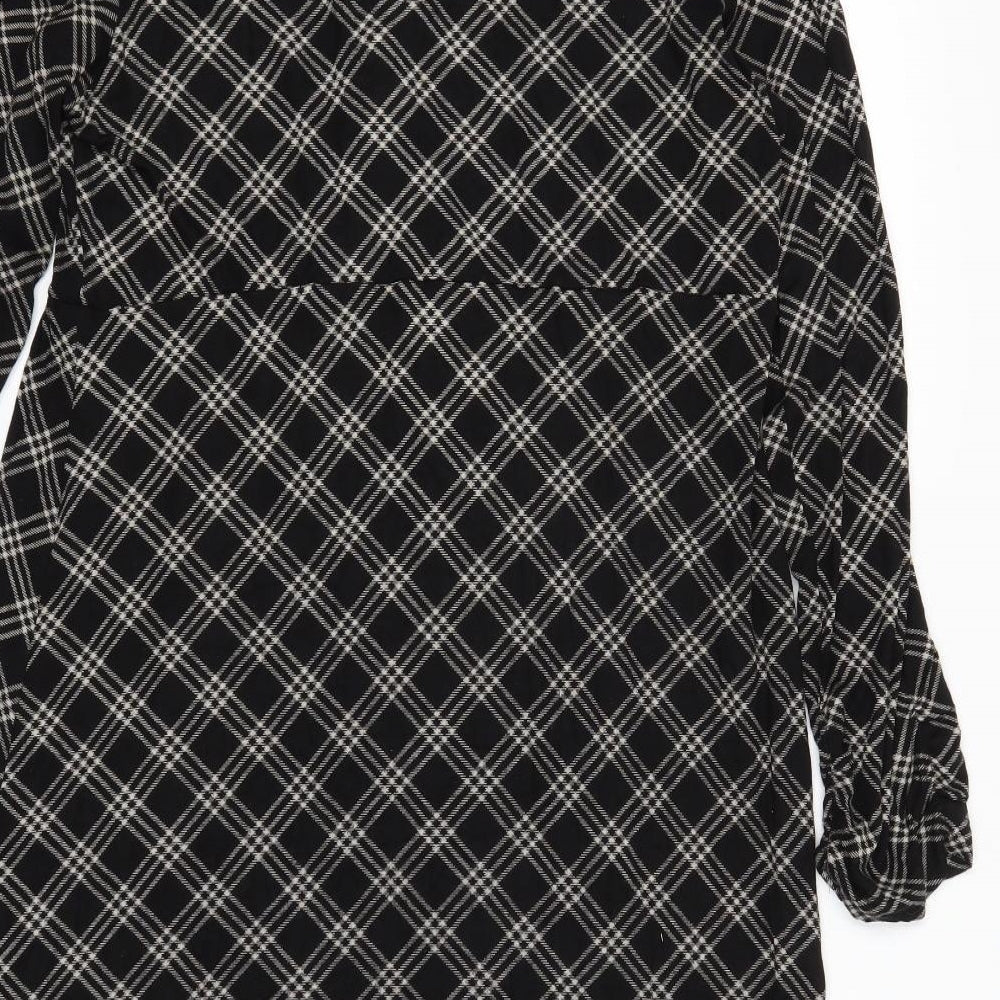 Adini Womens Black Check T-Shirt Dress Size L