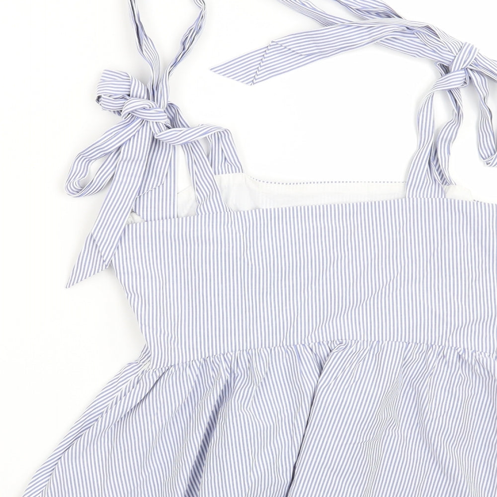 H&M Womens Blue Striped Basic Blouse Size 8