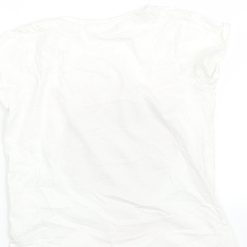 M&Co Girls White Pullover T-Shirt Size 10-11 Years - hearts