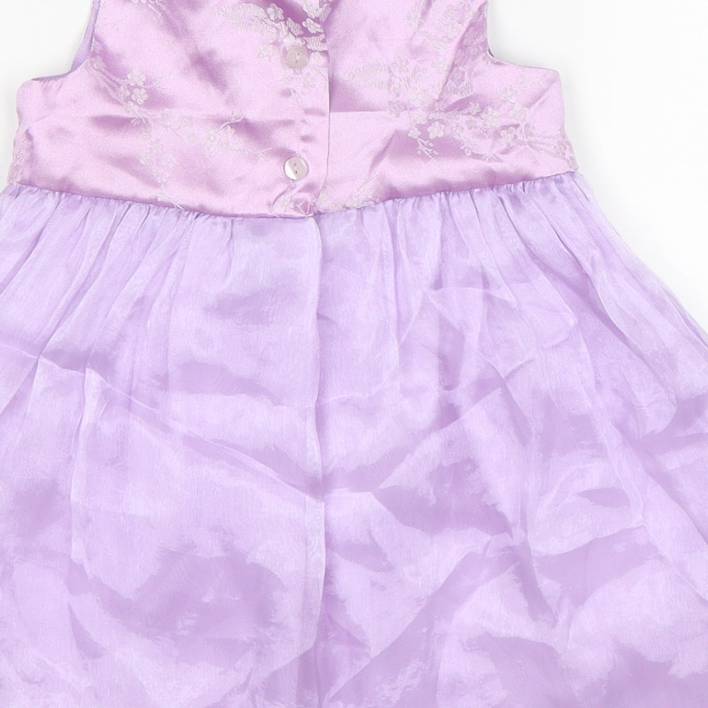 Cherokee Girls Purple Floral Satin Fit & Flare Size 12-18 Months