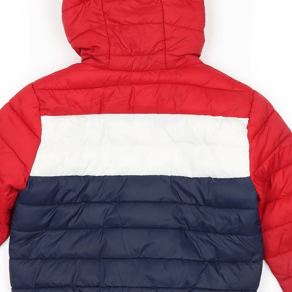 Primark Boys Red Striped Puffer Jacket Coat Size 3-4 Years