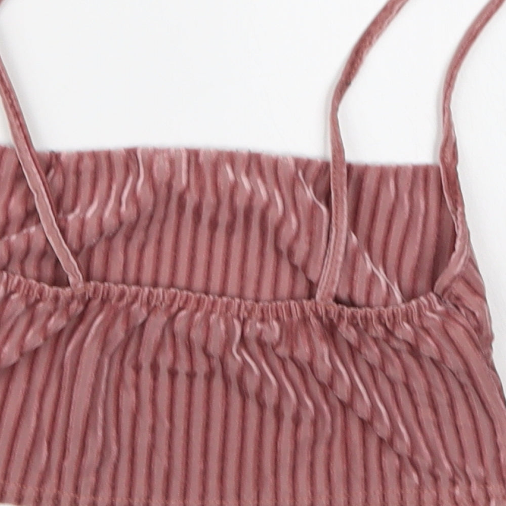 New Look Womens Pink Velour Cropped Tank Size 6