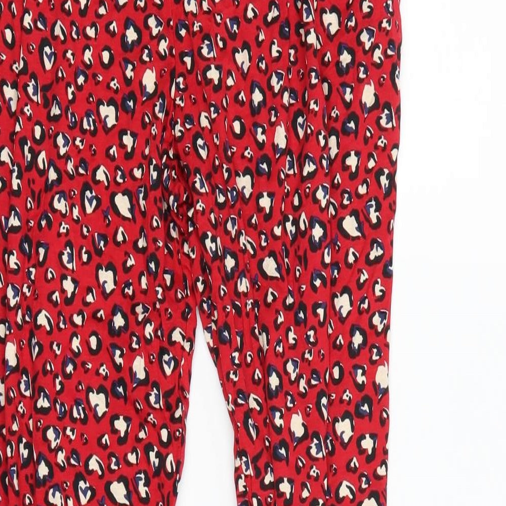 South Womens Red Animal Print Bloomer Trousers Size 10 L25 in