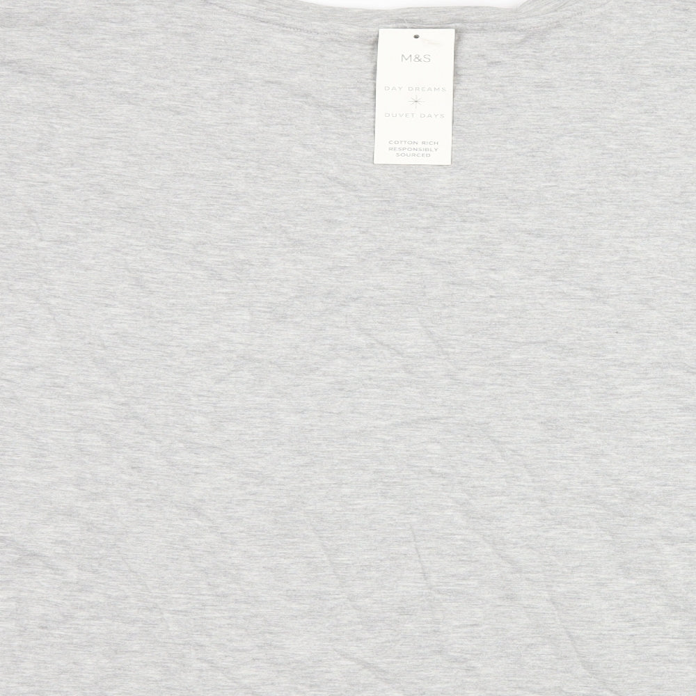 Marks and Spencer Womens Grey Top Pyjama Top Size 12 - slogan