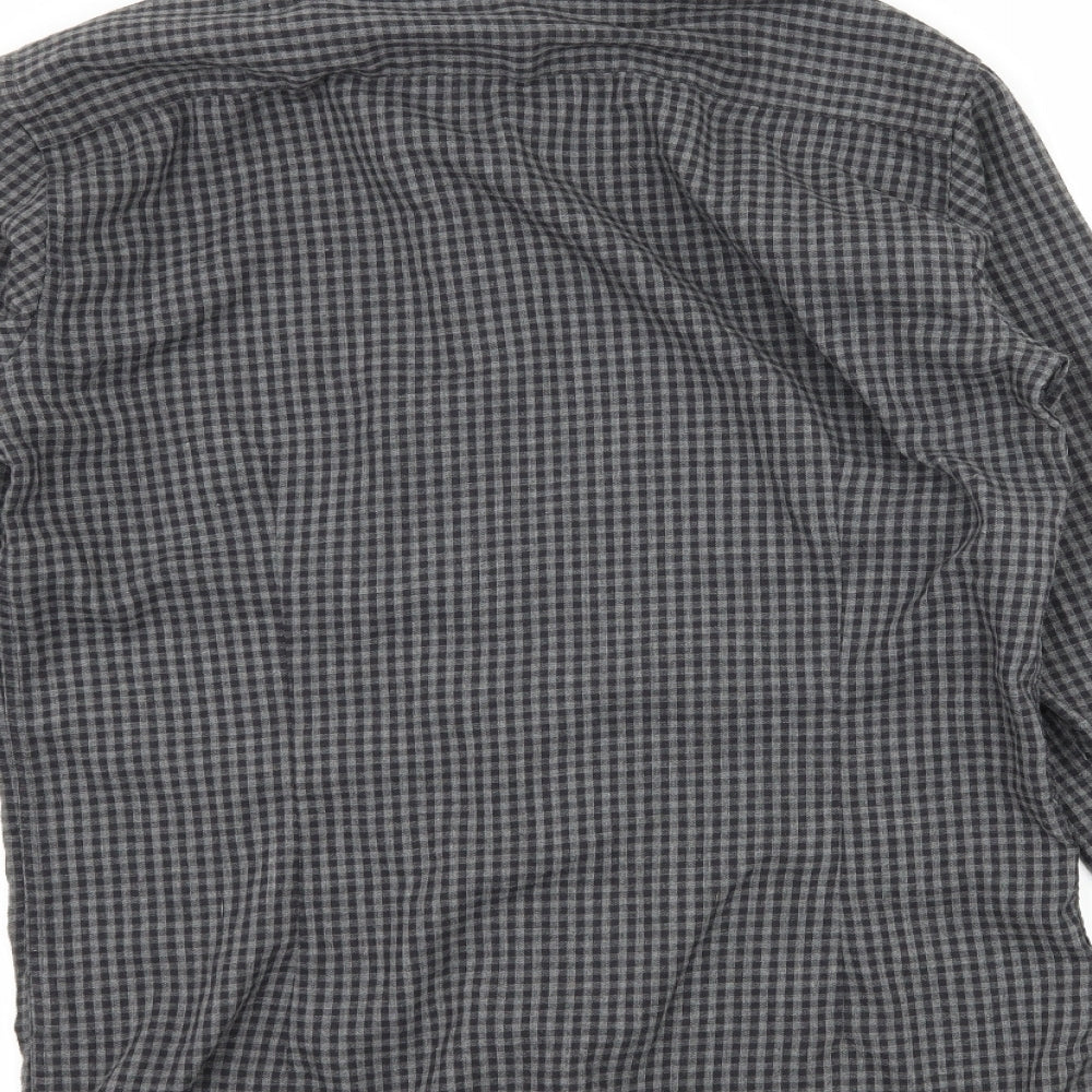 Cedar Wood State Mens Grey Check Button-Up Size 14.5