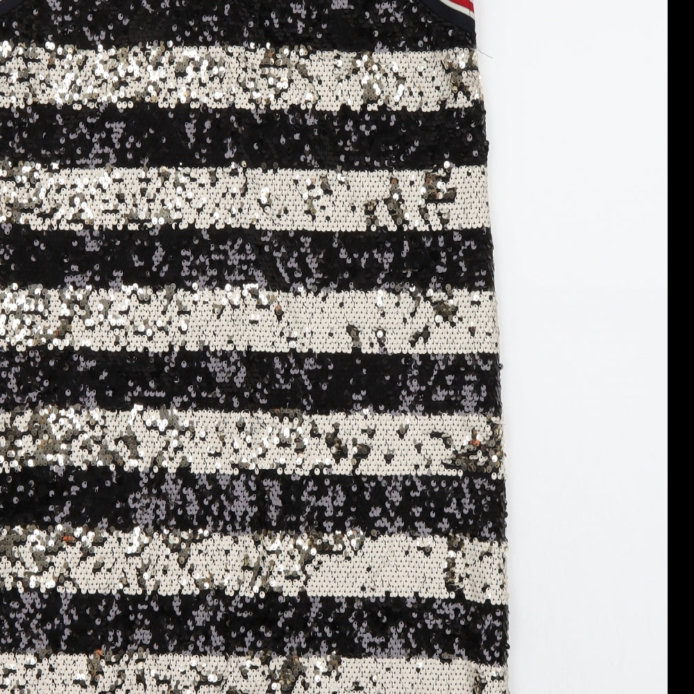 RESERVED Womens Black Striped A-Line Size M