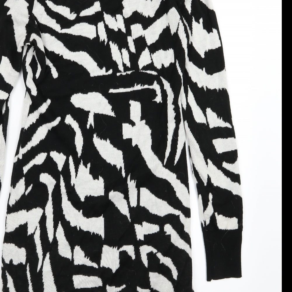 Episode Womens Black Animal Print Knit Jumper Dress Size S