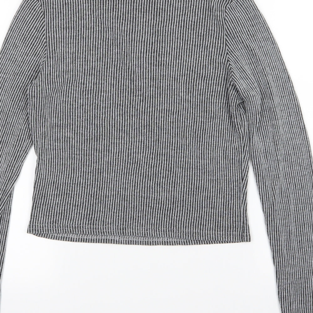 River Island Womens Grey Striped Knit Pullover Jumper Size 12
