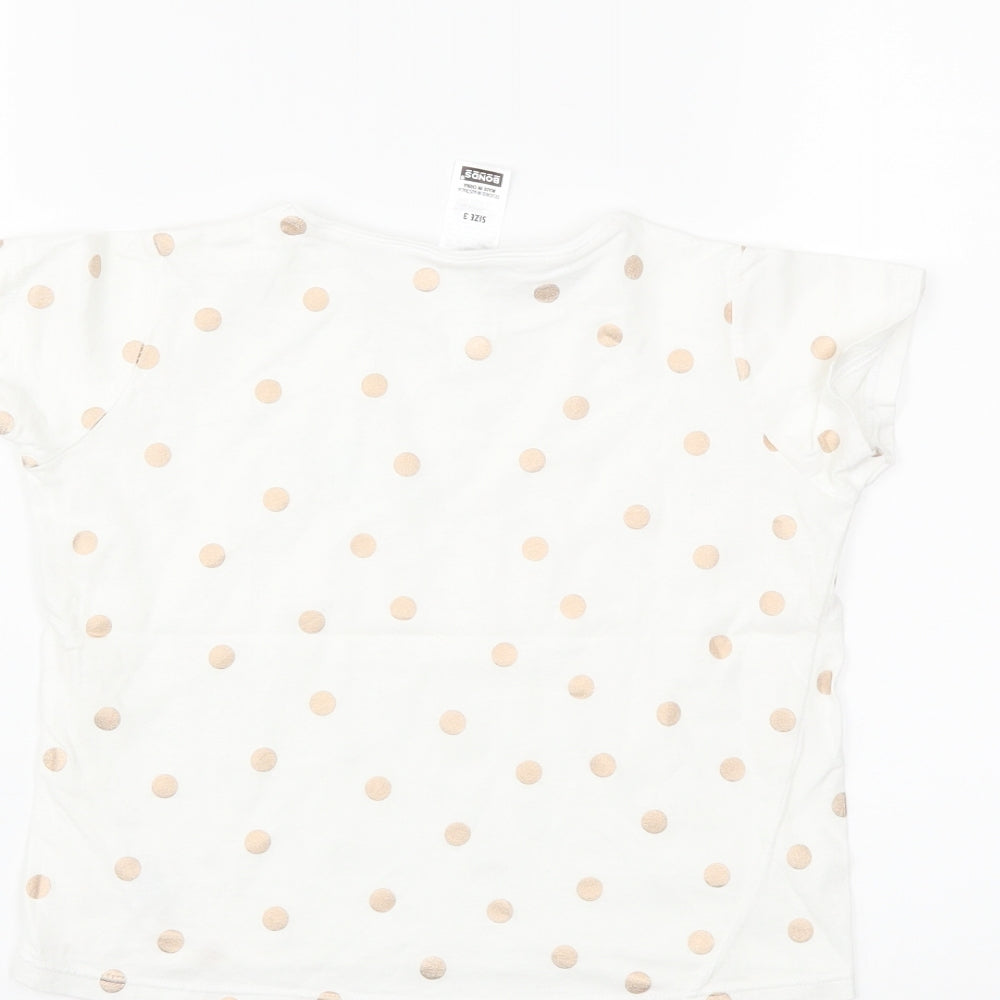 Bonds Girls White Polka Dot Basic T-Shirt Size 3 Years