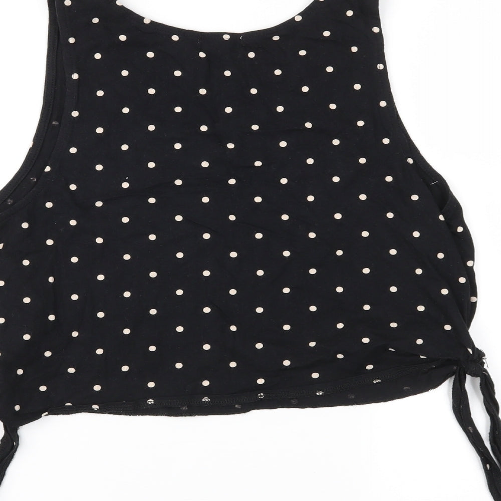 FOREVER 21 Womens Black Polka Dot Cropped Tank Size S