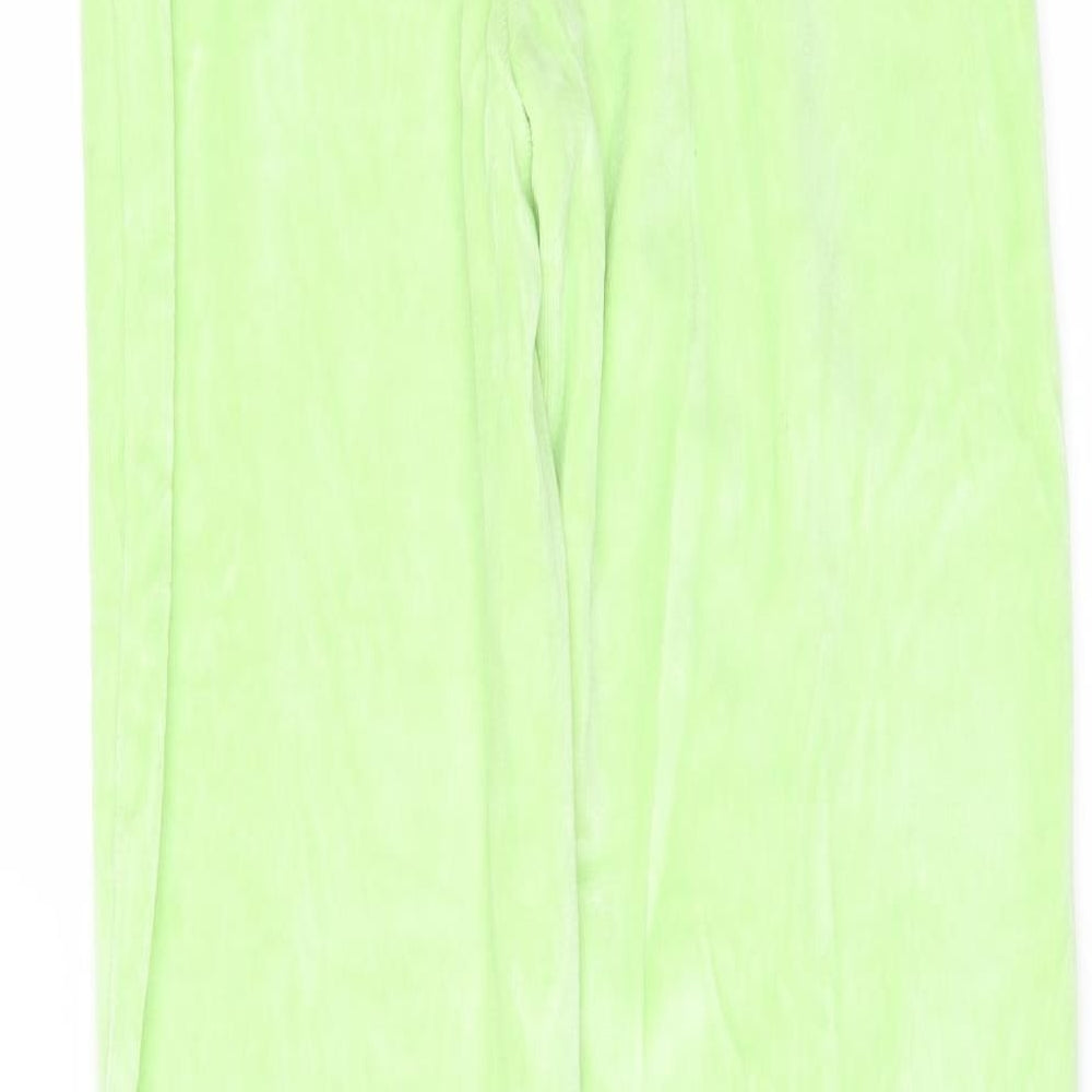 PRETTYLITTLETHING Womens Green Fleece Trousers Size 6 L33 in - Side Splits