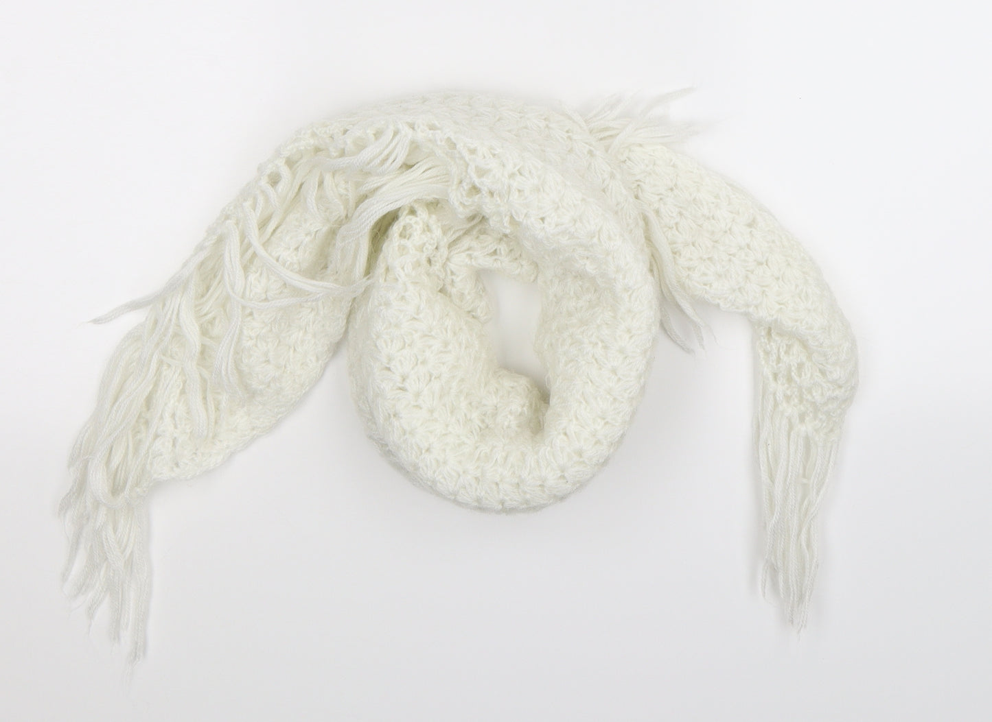 Preworn Womens White Knit Shawl/Wrap