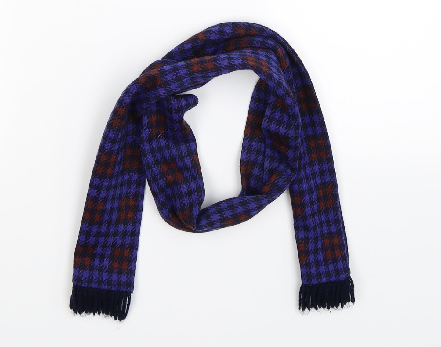 Preworn Boys Blue Check Knit Scarf One Size