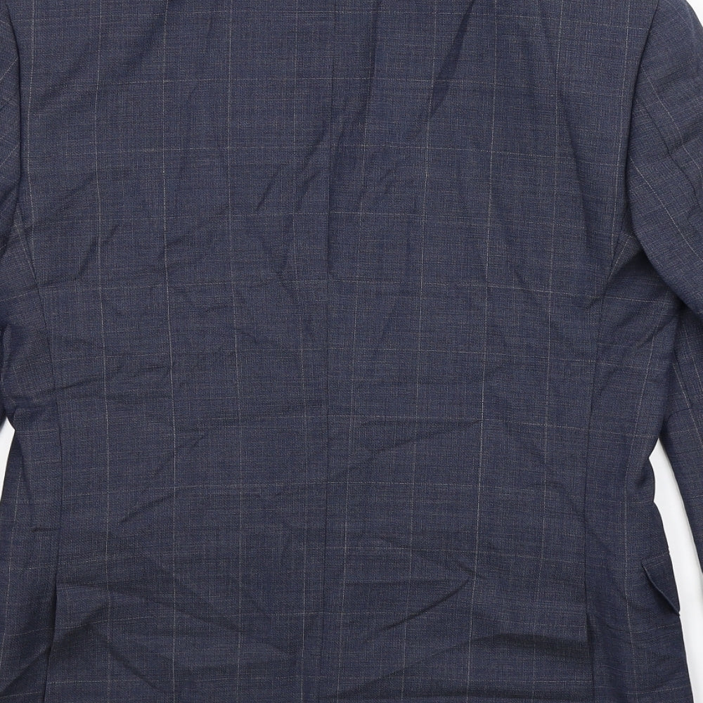 Marks and Spencer Mens Blue Check Jacket Suit Jacket Size 36