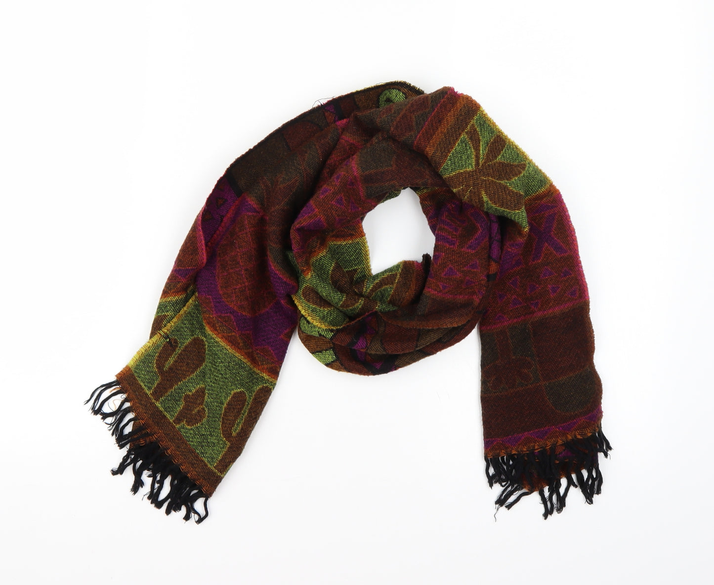Preworn Womens Multicoloured Geometric Knit Scarf