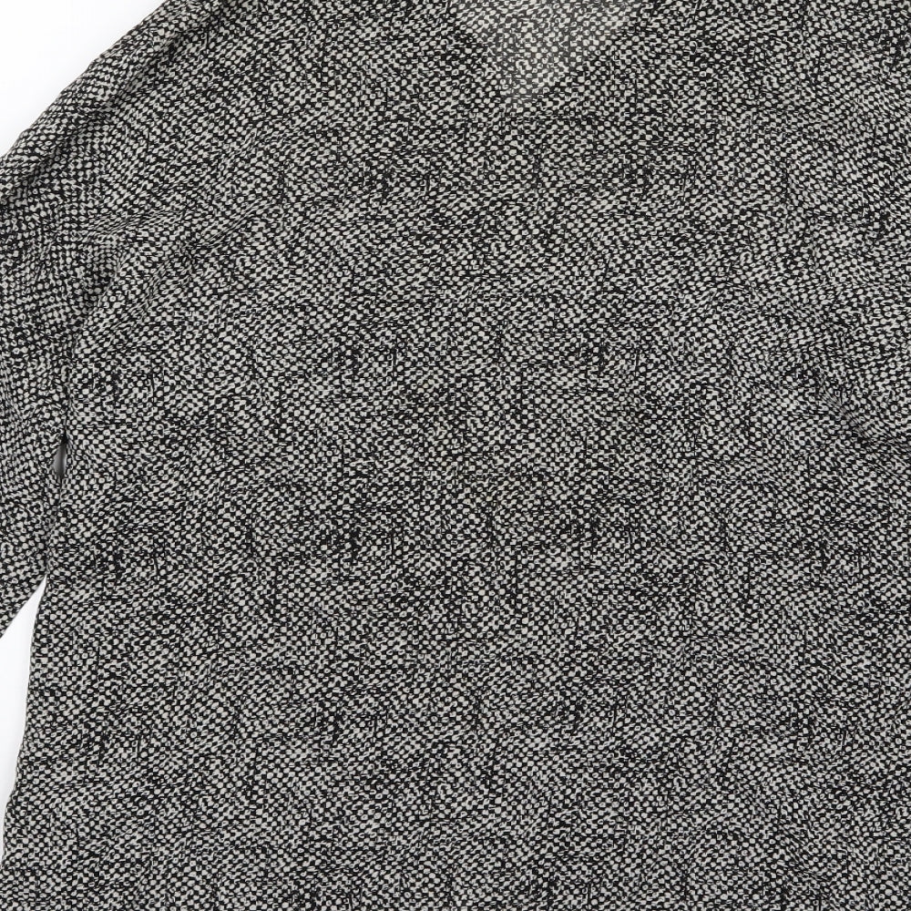 NEXT Womens Black Animal Print Woven Basic Button-Up Size 14