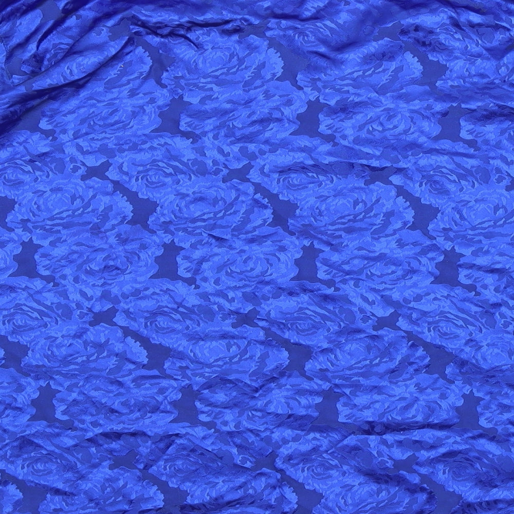 Miss Selfridge Womens Blue Floral Basic Button-Up Size 14
