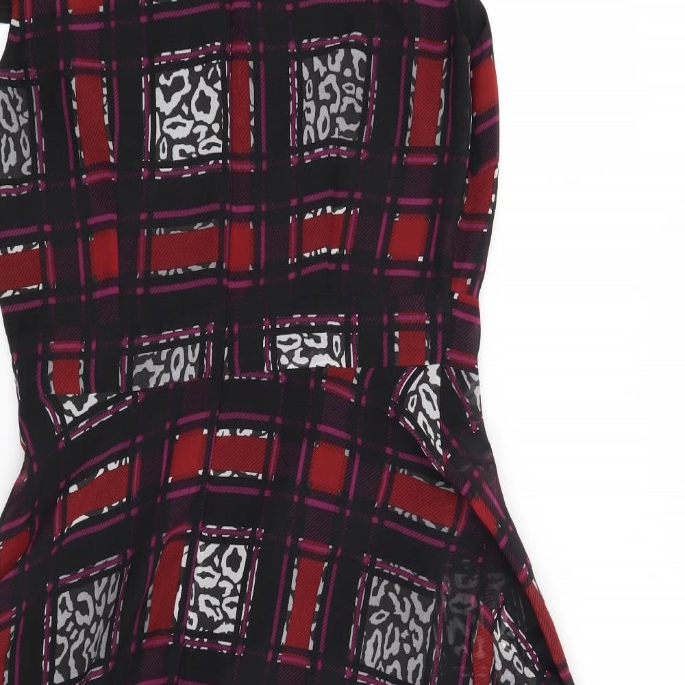 Marks and Spencer Womens Red Check Skater Dress Size 10