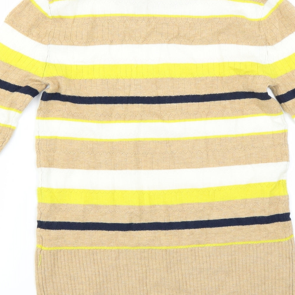 Marks and Spencer Womens Beige Striped Pullover Jumper Size 6