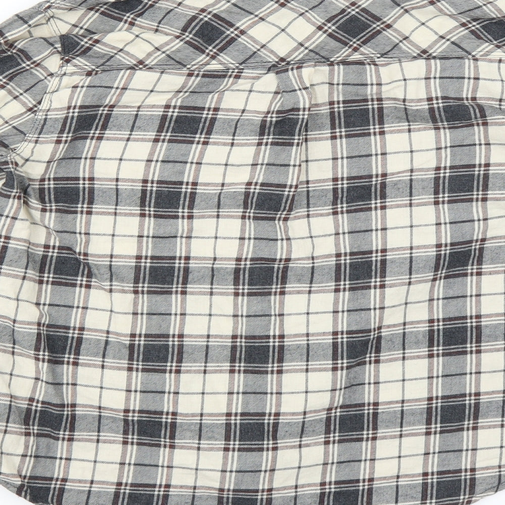 FOREVER 21 Womens Grey Plaid Basic Button-Up Size S
