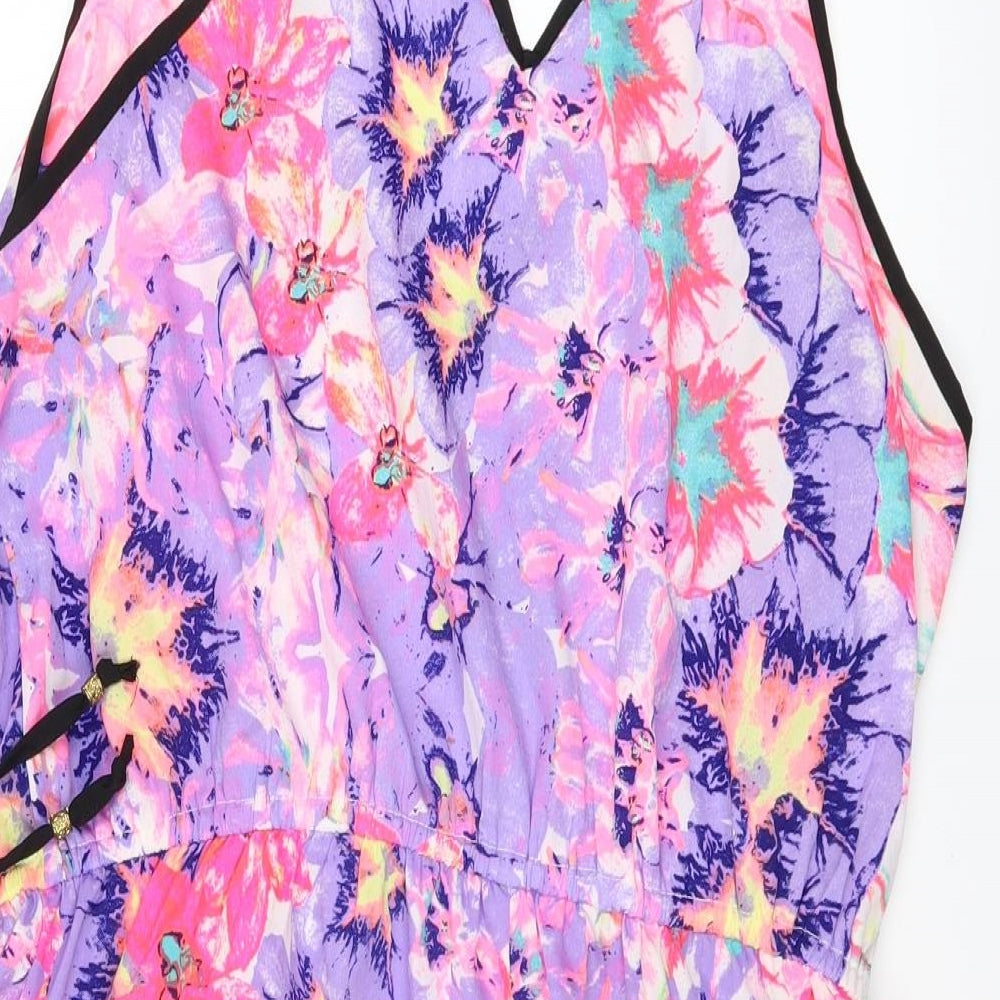 Jean Club Womens Pink Floral Bodycon Size 14