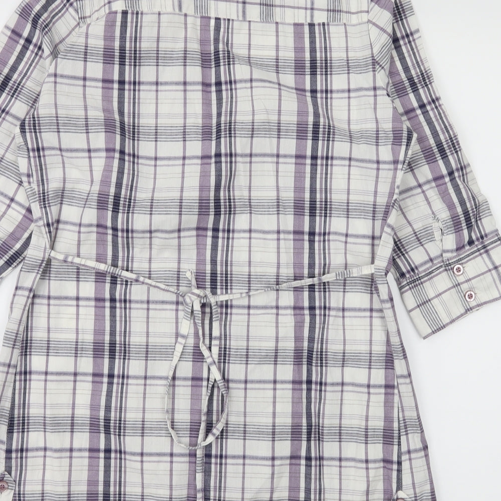 George Womens White Plaid Basic Button-Up Size 10