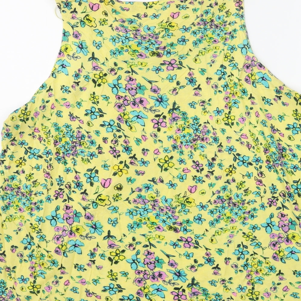 George Womens Yellow Floral Basic Tank Size 14