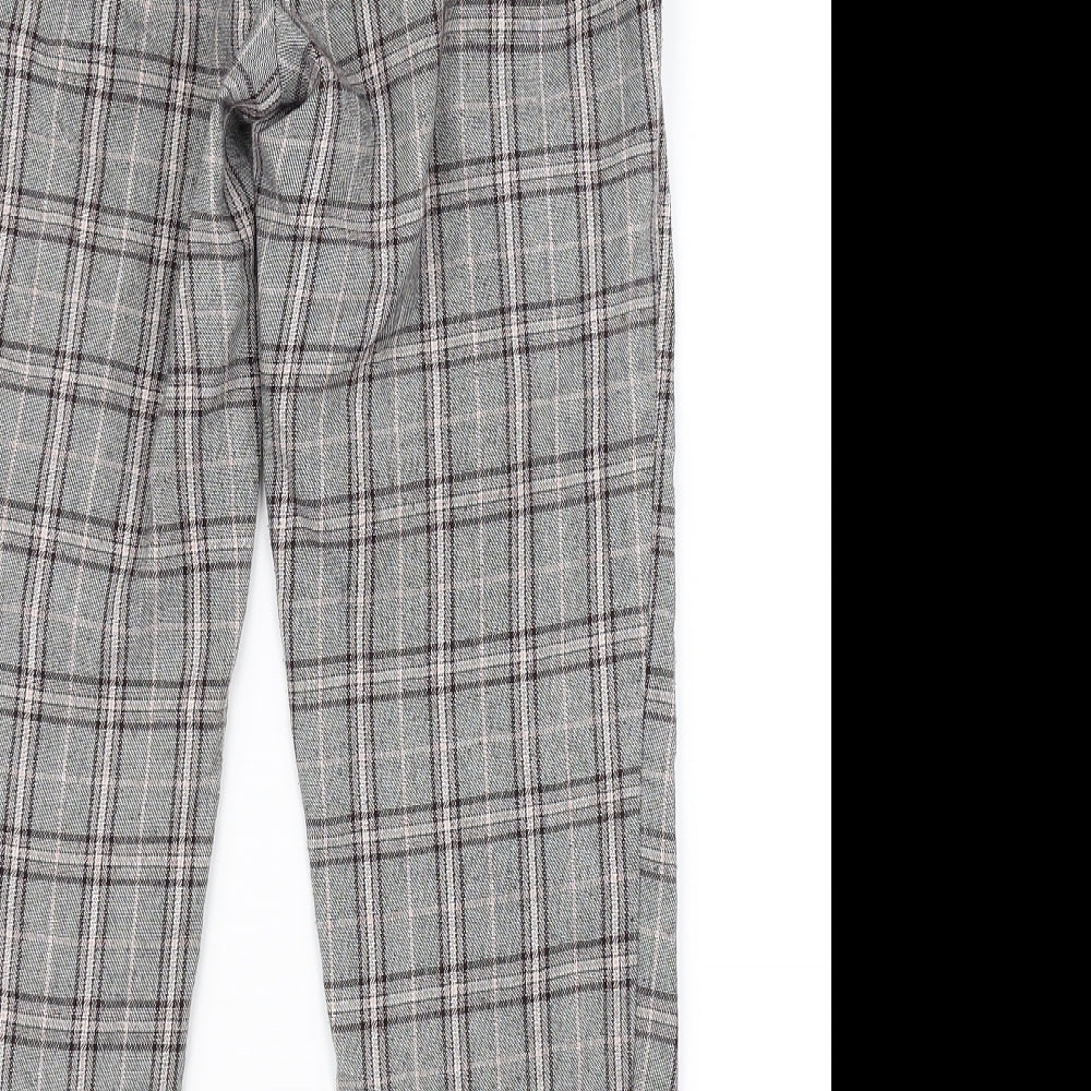 Primark Womens Grey Check Trousers Size 6 L23 in