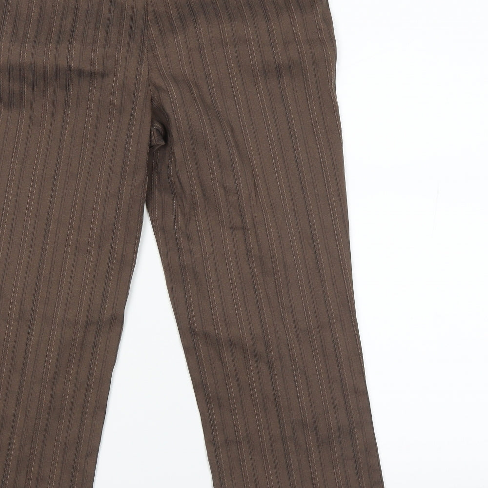 AMARANTO Womens Brown Striped Trousers Size 12 L20 in