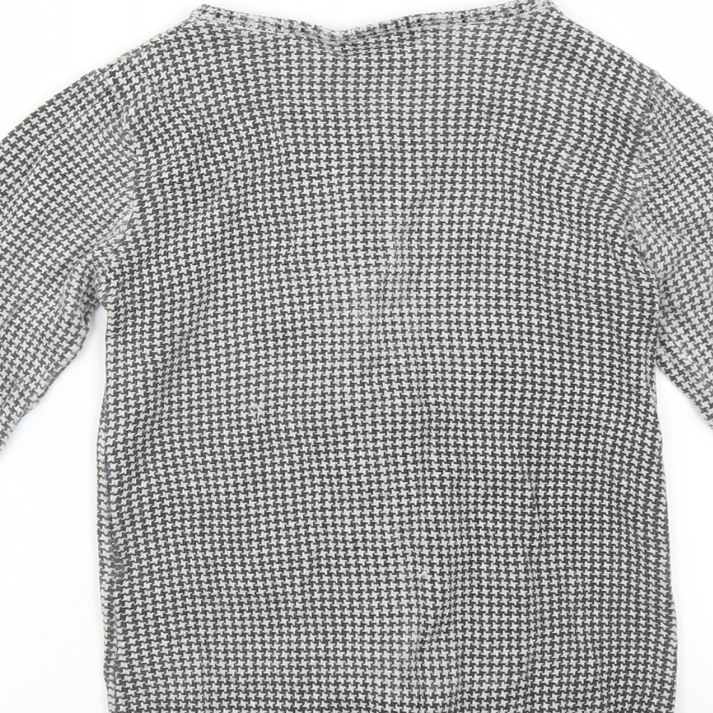 La Redoute Girls Grey Houndstooth Cardigan Jumper Size 10 Years