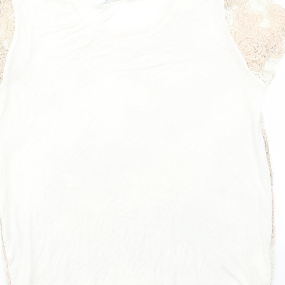 Red Herring Womens White Floral Basic T-Shirt Size 8
